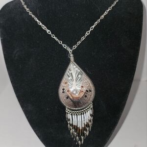 Indian‎ Style necklace Silver color hook closer 17"